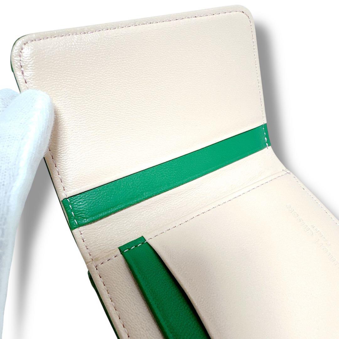 極美品✨ツモリチサト キャリー ミニ財布 コンパクト ウォレット レザー 緑