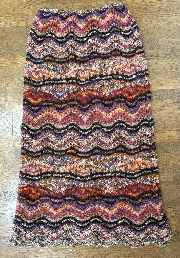 MISSONI ニットロングスカート マルチカラー 波柄 総柄40