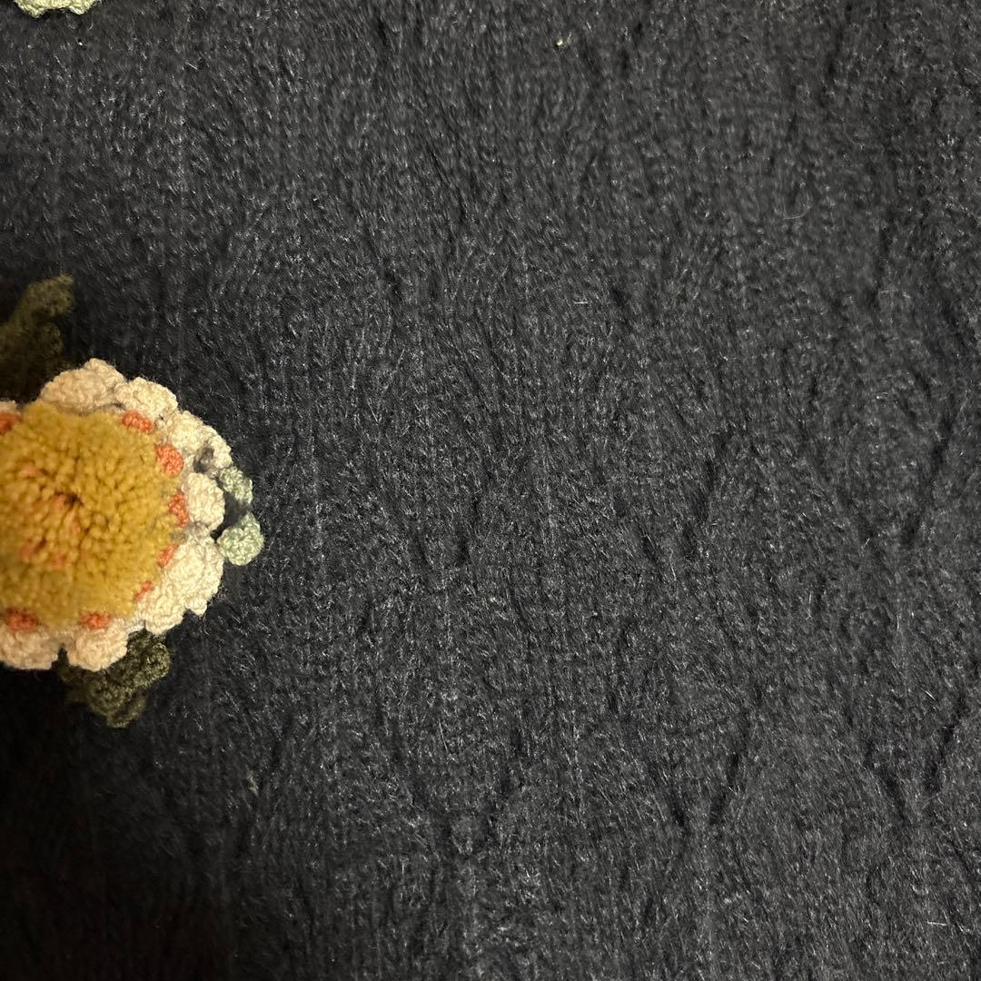 Pink House 花柄刺繍 カーディガン 黒