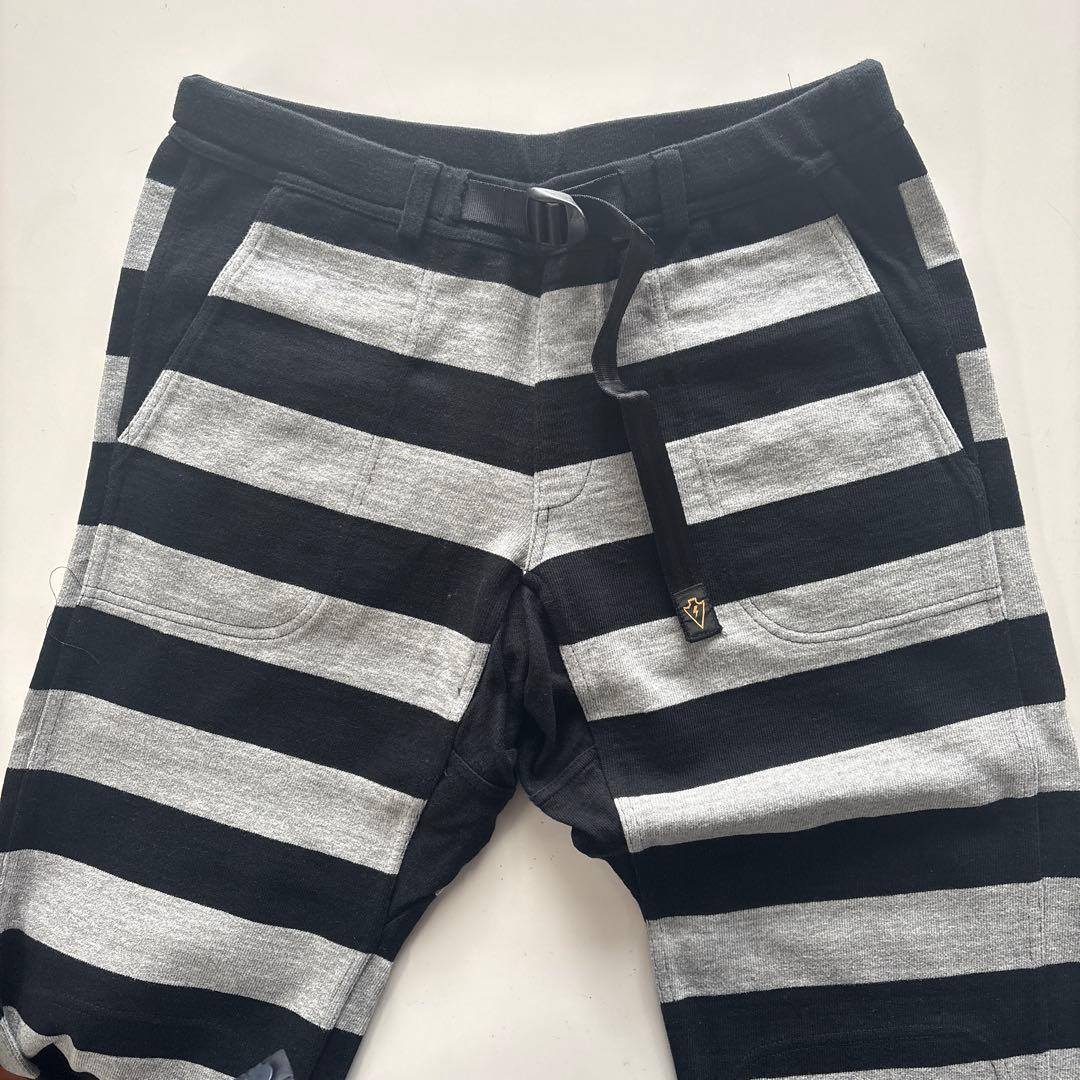 【未使用に近い】ウエストライド ボーダーパンツ BLK×GRY 30インチ