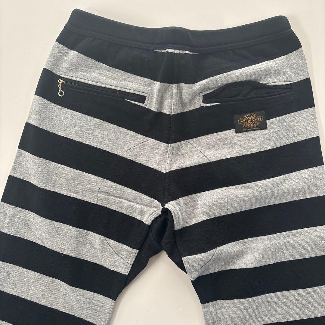 【未使用に近い】ウエストライド ボーダーパンツ BLK×GRY 30インチ