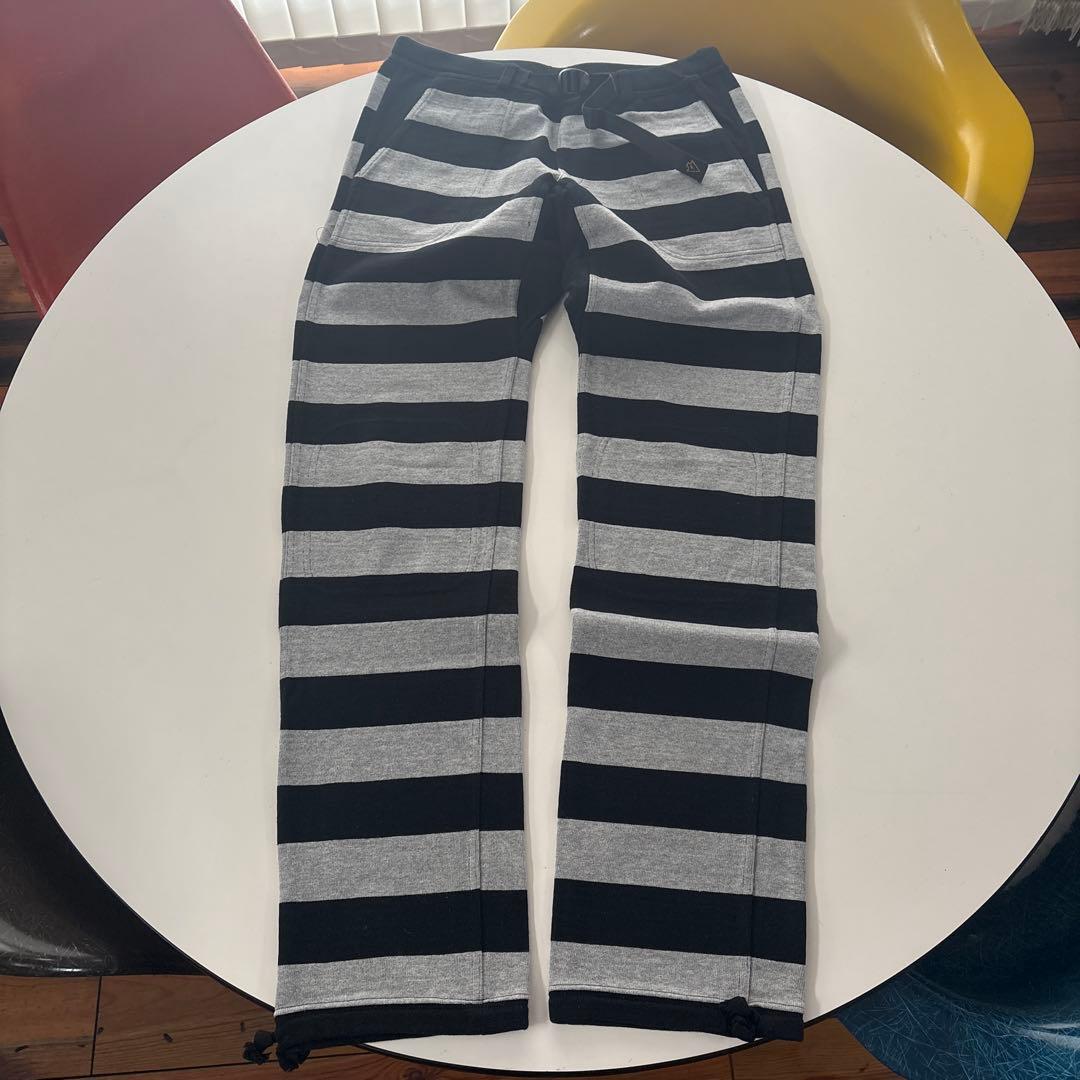 【未使用に近い】ウエストライド ボーダーパンツ BLK×GRY 30インチ
