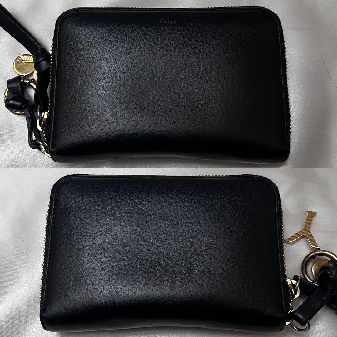 ◇美品◇クロエ　アルファベット　折り財布　レザー　ブラック×ピンクベージュ