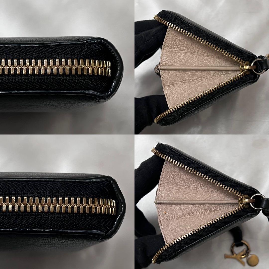 ◇美品◇クロエ　アルファベット　折り財布　レザー　ブラック×ピンクベージュ