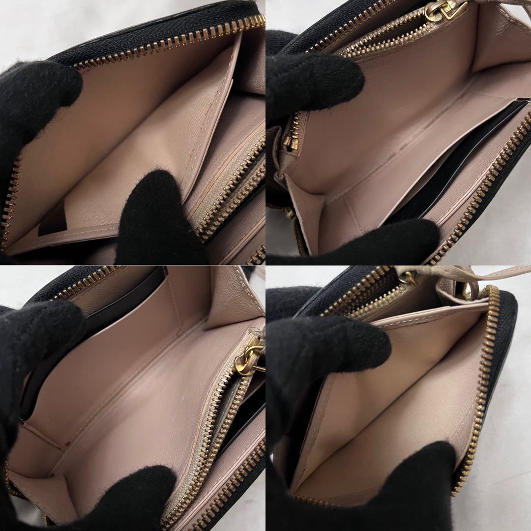 ◇美品◇クロエ　アルファベット　折り財布　レザー　ブラック×ピンクベージュ