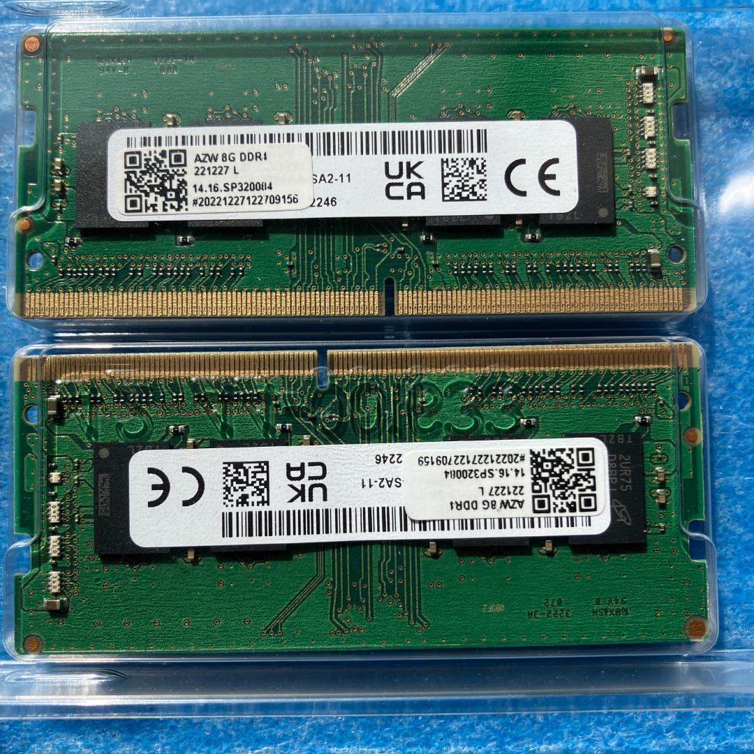 Crucial 8GB DDR4 3200MHz SO-DIMM 　計16GB