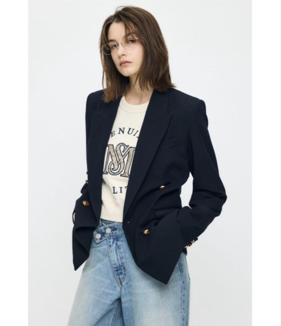 新品　新作　moussy DOUBLE BREASTED ジャケット　ネイビー1