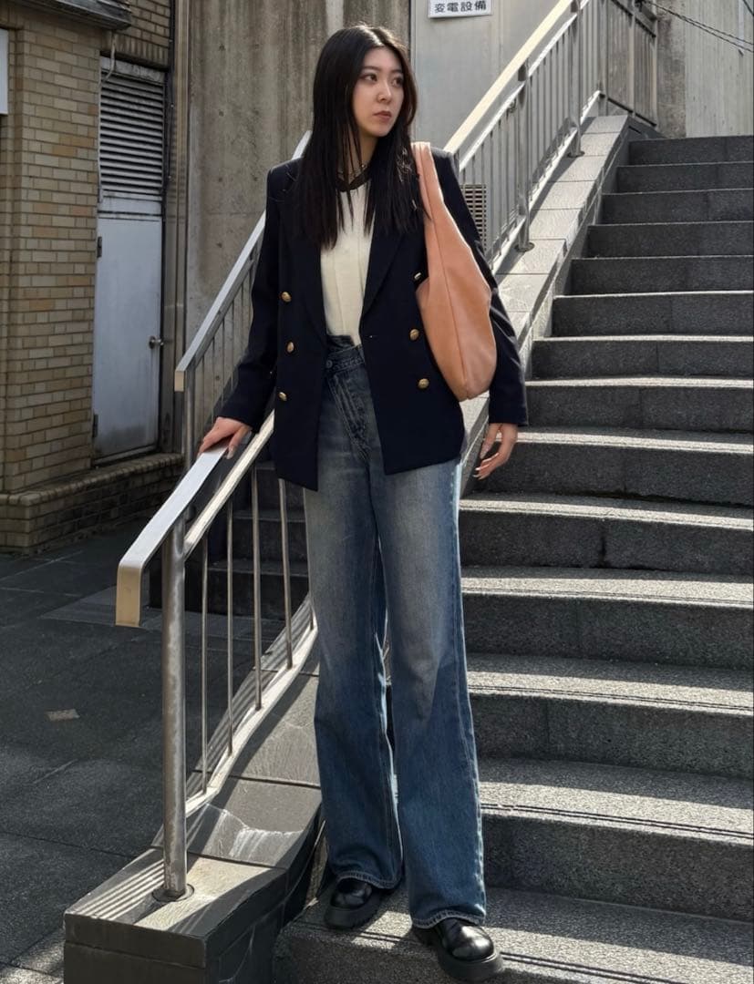 新品　新作　moussy DOUBLE BREASTED ジャケット　ネイビー1