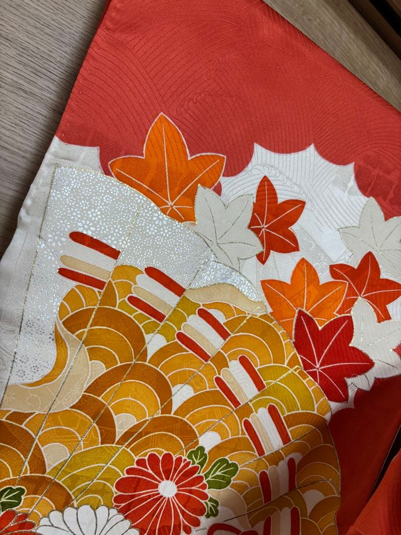 ★8,000円値下げしました！正絹振袖 手描き友禅 金駒刺繍 帯セット