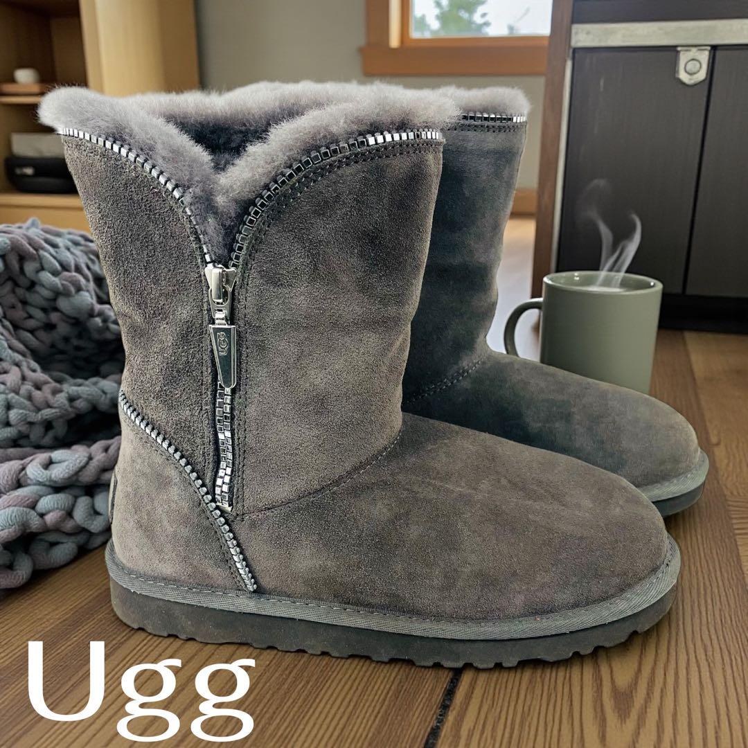【美品】UGG FLORENCE フローレンス ジップデザインムートンブーツ