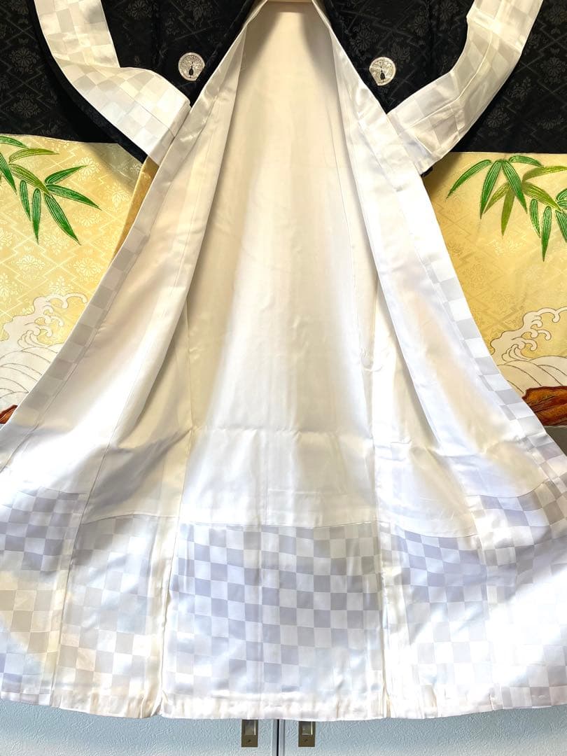 □男児　正絹セミアンティーク祝着 金刺繍鷹　お宮参り　初着　掛け着　襦袢付