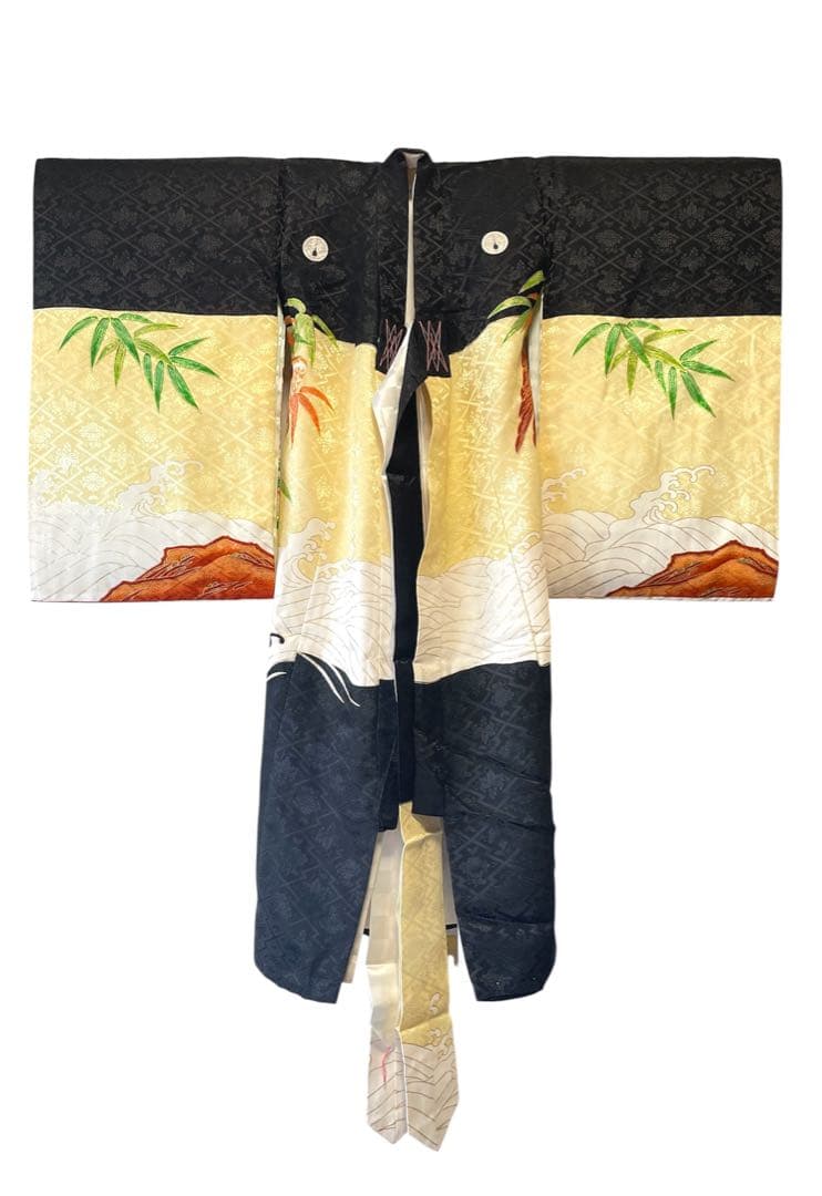 □男児　正絹セミアンティーク祝着 金刺繍鷹　お宮参り　初着　掛け着　襦袢付