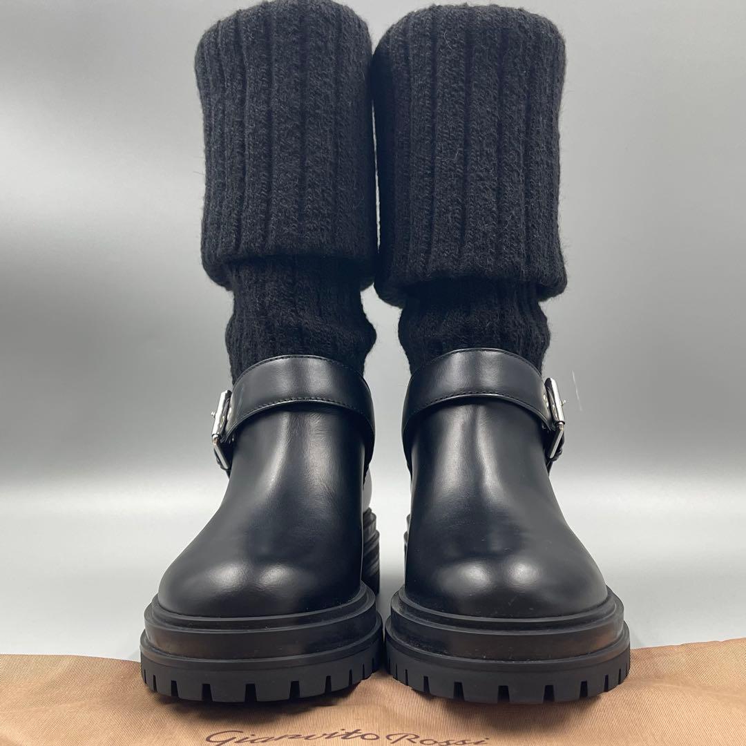 Gianvito Rossi Thurso ニット＆レザー ブーツ