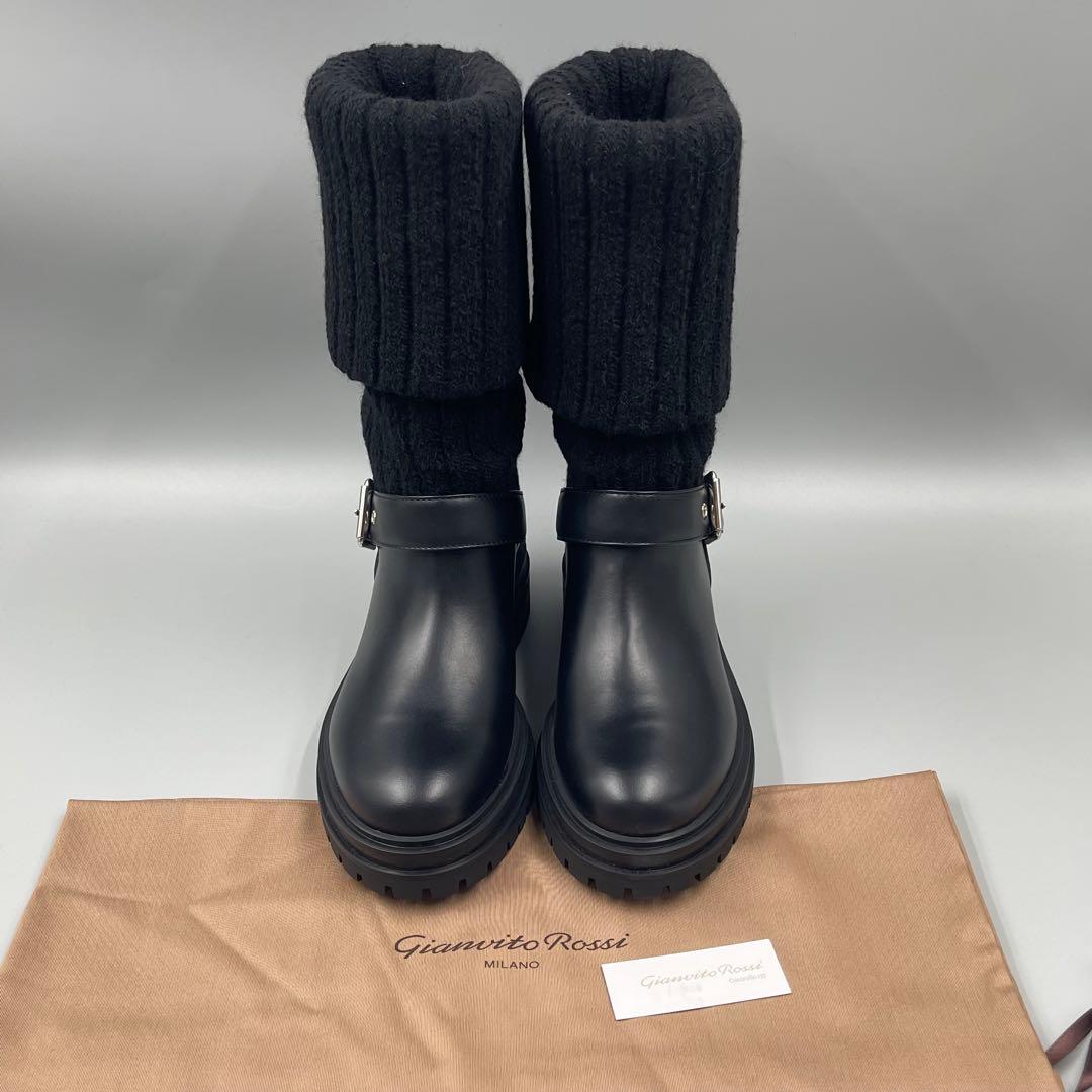 Gianvito Rossi Thurso ニット＆レザー ブーツ