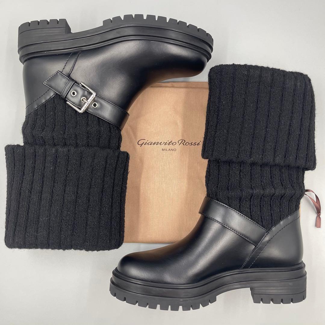 Gianvito Rossi Thurso ニット＆レザー ブーツ