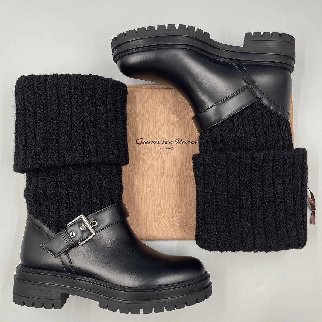 Gianvito Rossi Thurso ニット＆レザー ブーツ