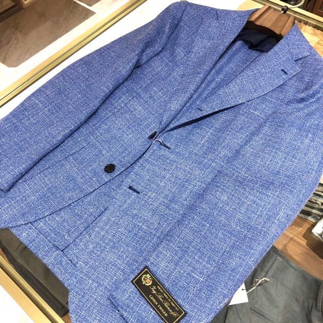 Brilla BEAMS ロロピアーナ リネン ブルー ジャケット 46
