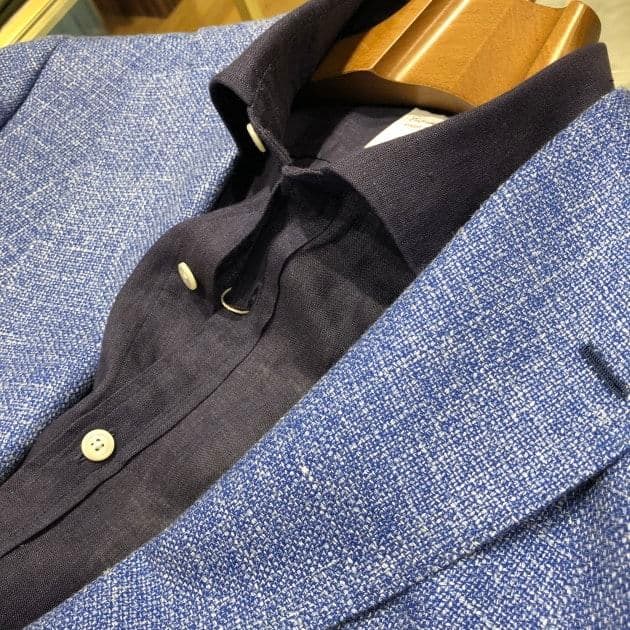 Brilla BEAMS ロロピアーナ リネン ブルー ジャケット 46
