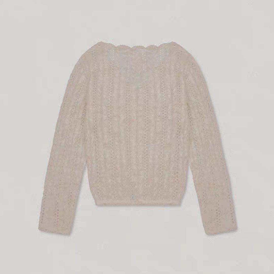 Folnua ヘアリーケーブルカーディガン オートミール