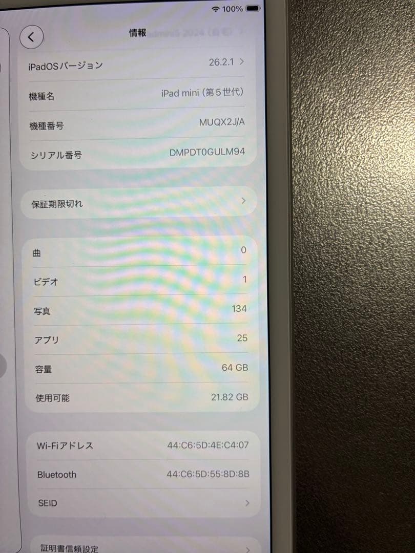 Apple iPad mini (第5世代) 64GB Wi-Fi 動作良好