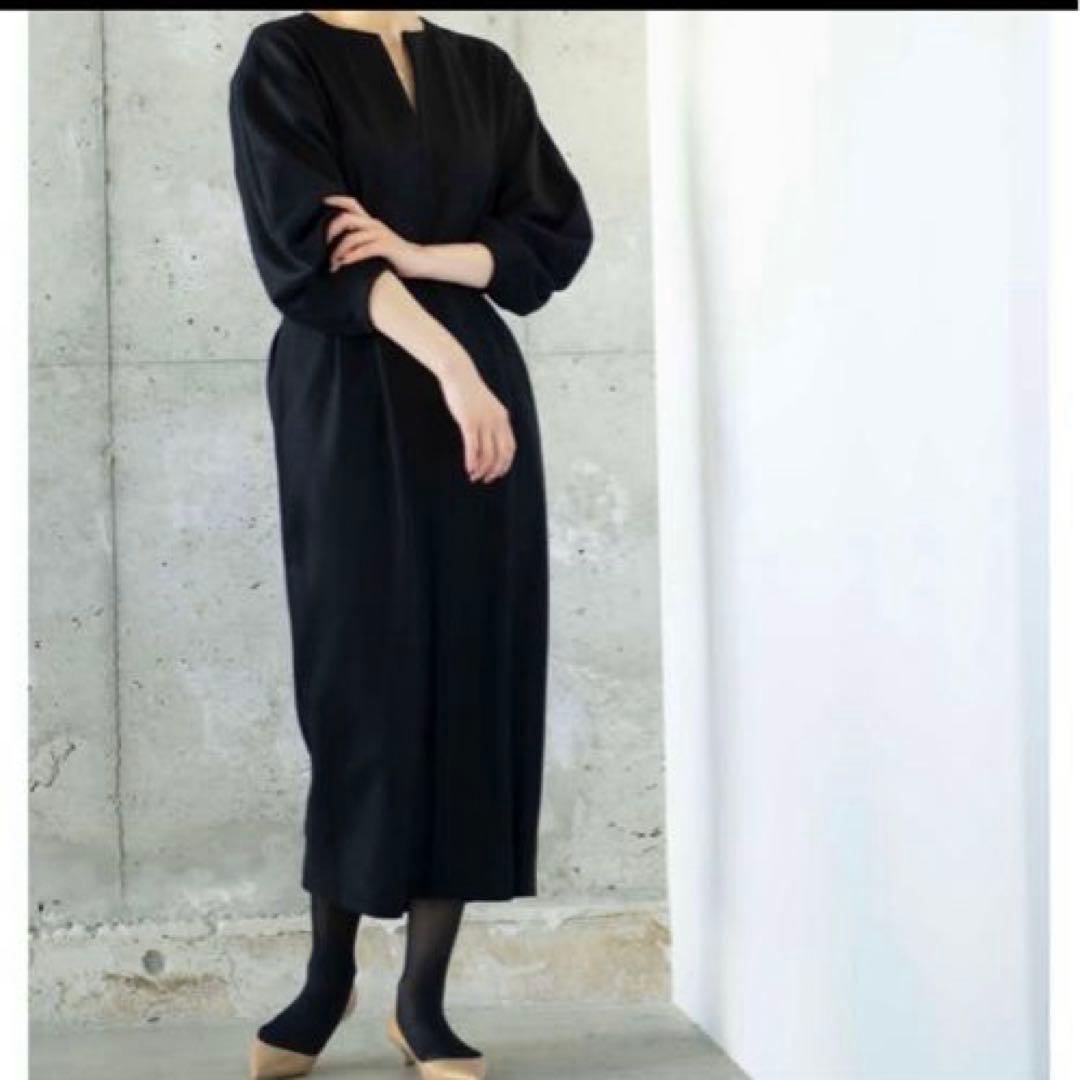 美品 VERMEIL par ienaウエストシェイプワンピース フォーマル 黒