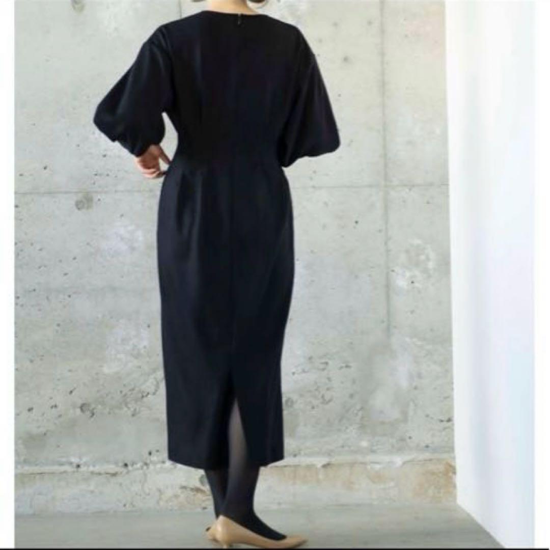 美品 VERMEIL par ienaウエストシェイプワンピース フォーマル 黒