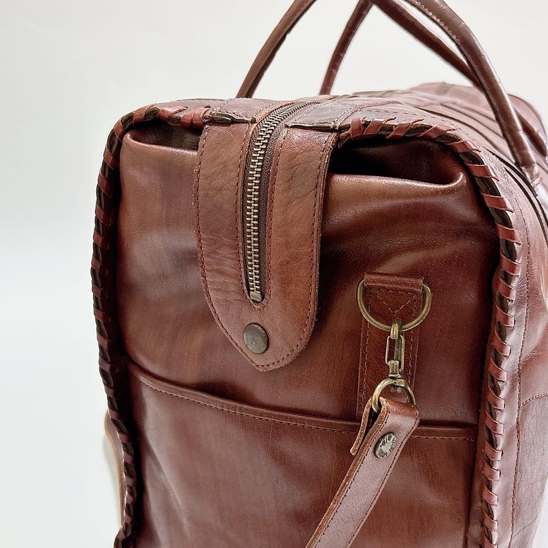 美品 IBIZA 2WAY パッチワーク レザー ボストンバッグ jm365