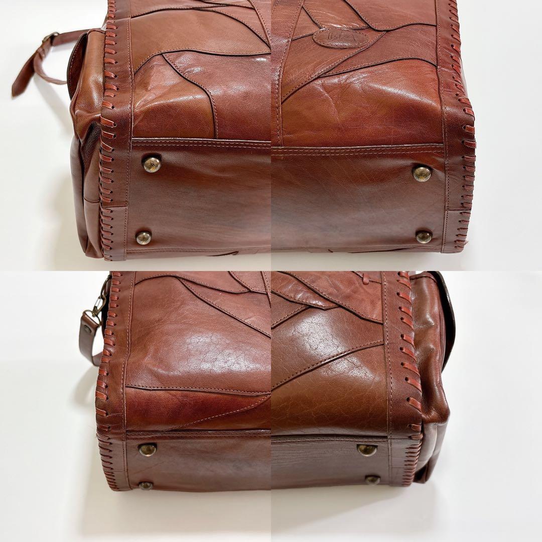美品 IBIZA 2WAY パッチワーク レザー ボストンバッグ jm365
