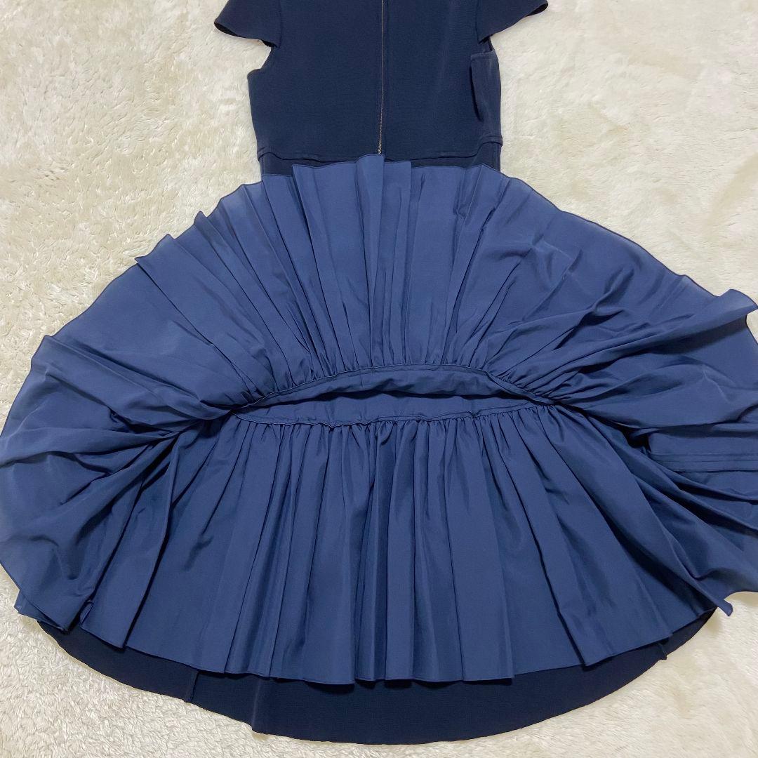 ✨FOXEY ストレッチ Aライン フレア キャプスリーブワンピース L