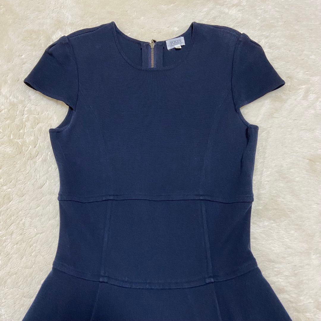 ✨FOXEY ストレッチ Aライン フレア キャプスリーブワンピース L
