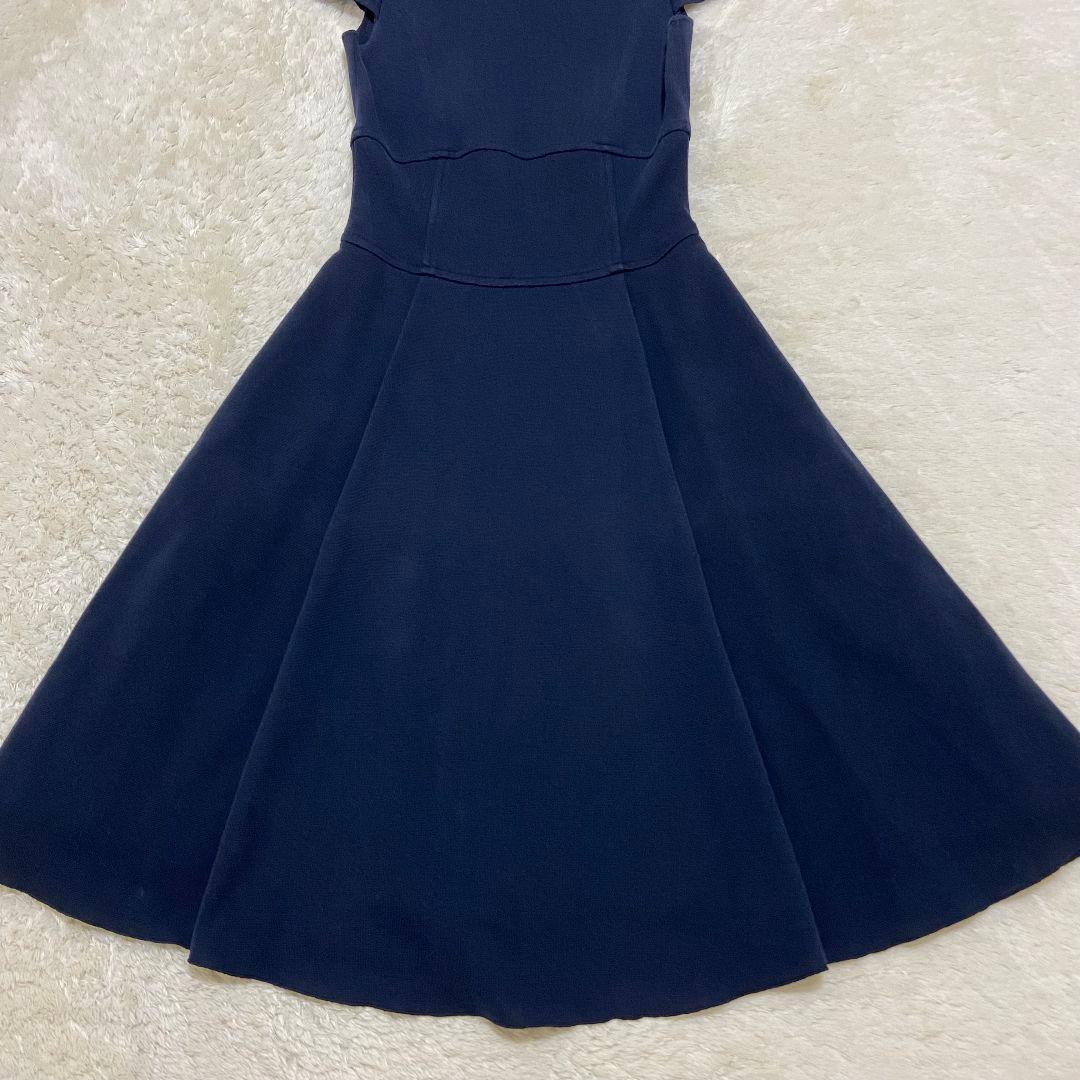 ✨FOXEY ストレッチ Aライン フレア キャプスリーブワンピース L