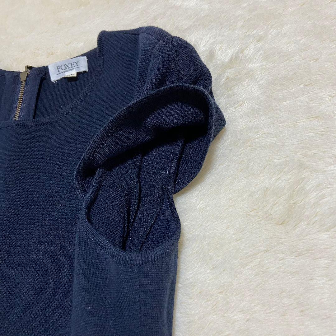 ✨FOXEY ストレッチ Aライン フレア キャプスリーブワンピース L