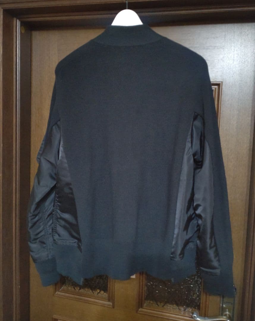 sacai ニット x ナイロンツイル ドッキングカーディガン