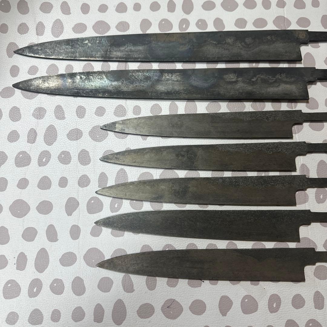柳刃本焼包丁尺１寸2本・青柳刃包丁７寸5本 刃の付いていない地のみ