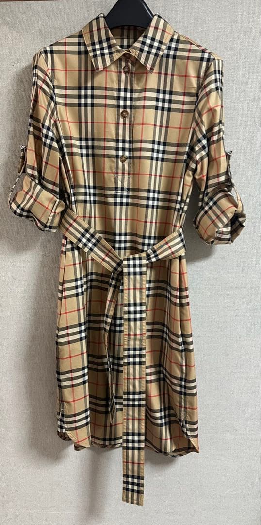 BURBERRY ベージュ チェック柄 シャツワンピース