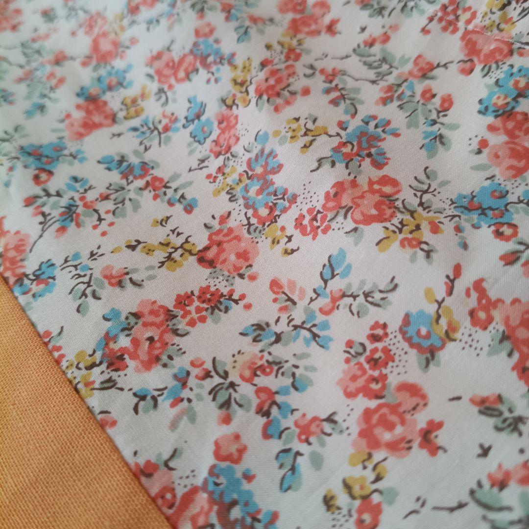 オレンジ　ムーンモス❀立体アップリケ付き巾着袋❀ハンドメイド