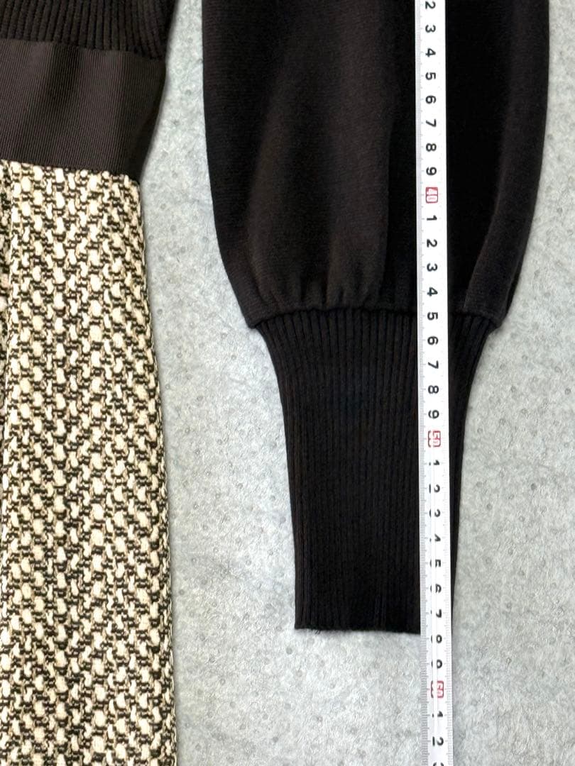 M's Gracy エムズグレイシー・ニット切替長袖ワンピース40L