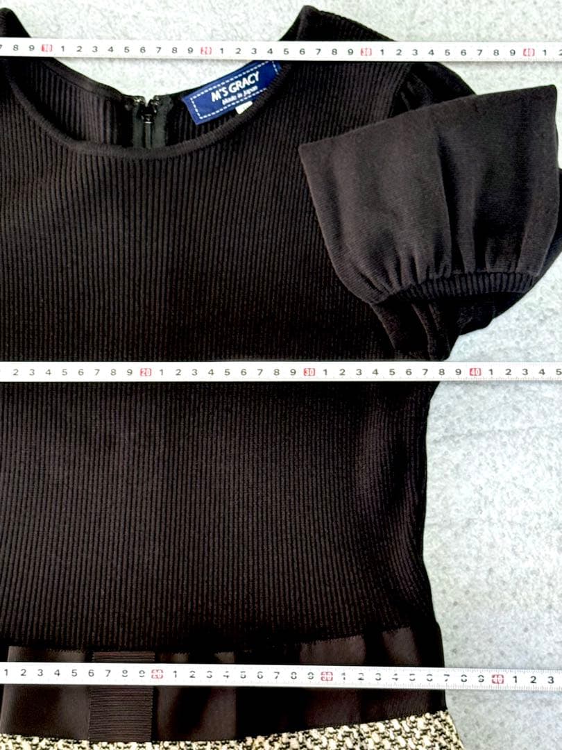 M's Gracy エムズグレイシー・ニット切替長袖ワンピース40L