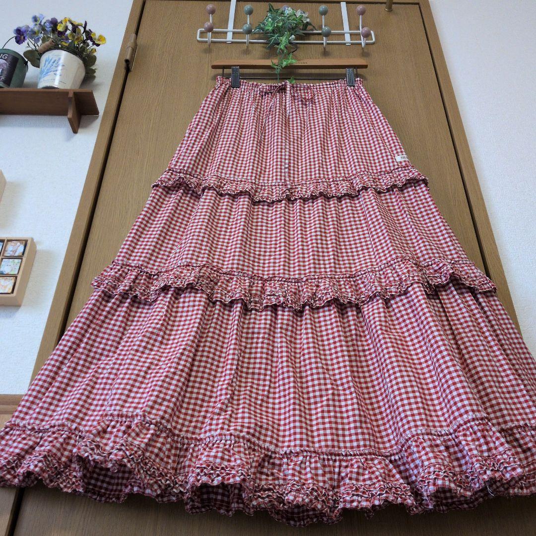 【早い者勝ち/超美品】ピンクハウス　ギンガムチェック3段フリルスカート