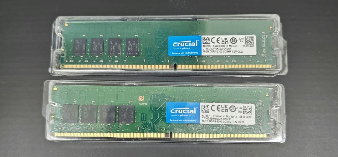 【32GB・メモリチェック済】Crucial DDR4-3200 16GBx2枚
