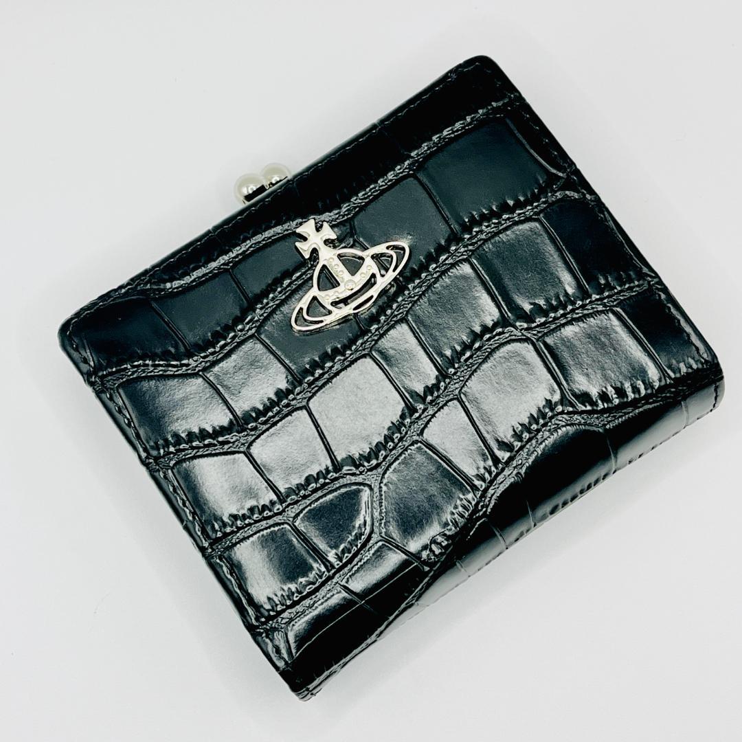 Vivienne Westwood 新品 折財布 黒 定番 ウロコ 人気ワニ風
