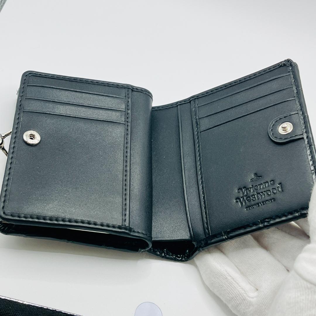 Vivienne Westwood 新品 折財布 黒 定番 ウロコ 人気ワニ風