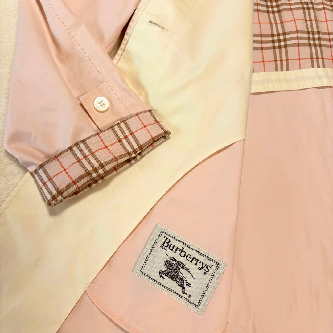 Burberry's ライトピンク ナイロン ステンカラーコート サイズ9