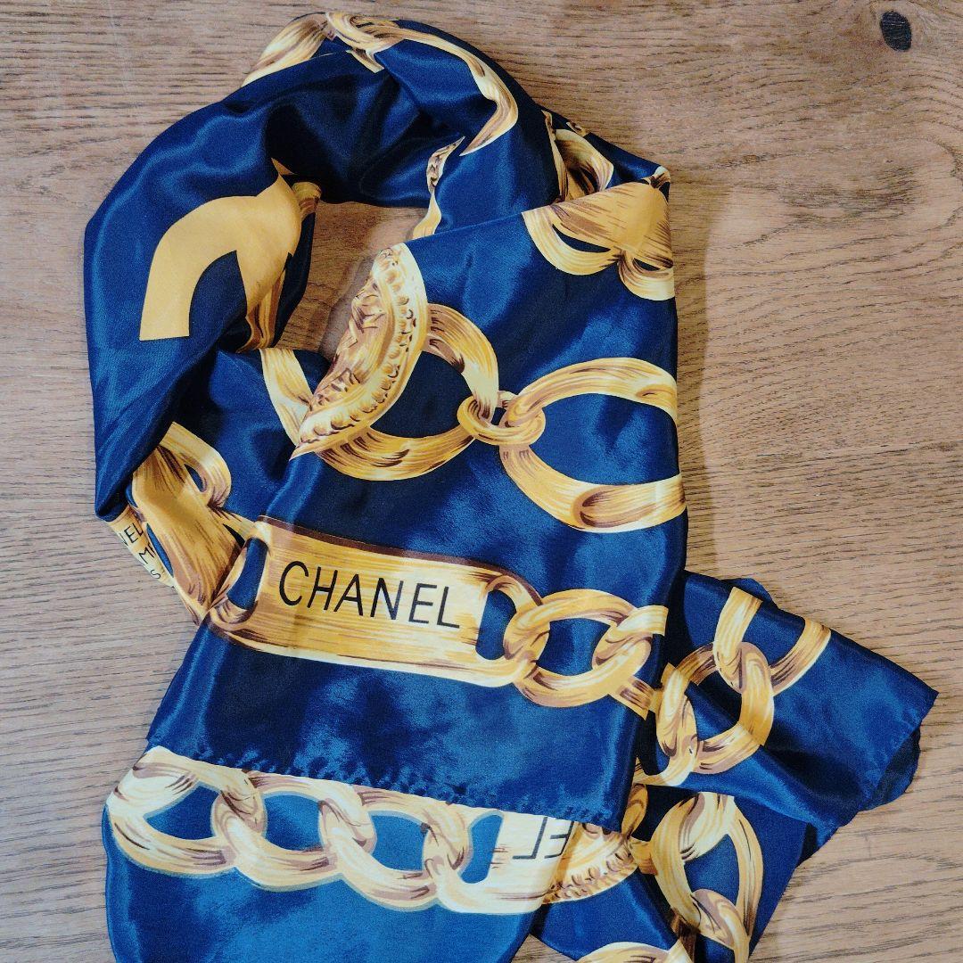 美品CHANEL ネイビー スカーフ