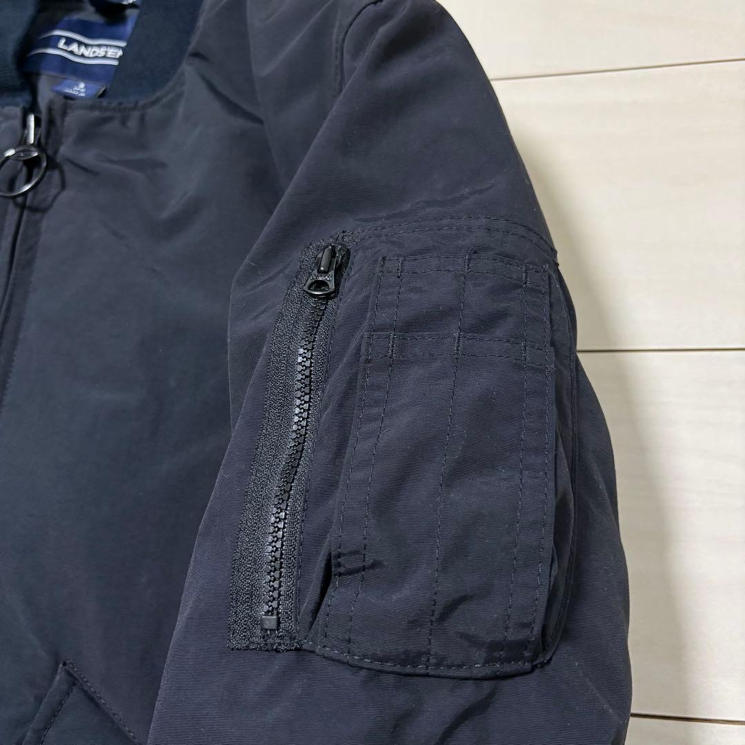 LANDS'END　スコールボンバージャケット　撥水　MA-1　短丈　ブラック