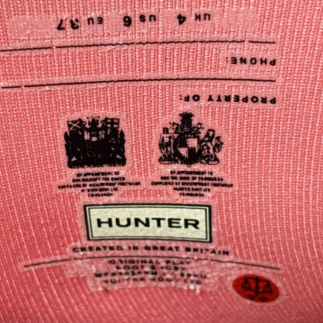 【希少】HUNTER レインブーツ ピンク ショート 長靴 雨靴 23.5cm