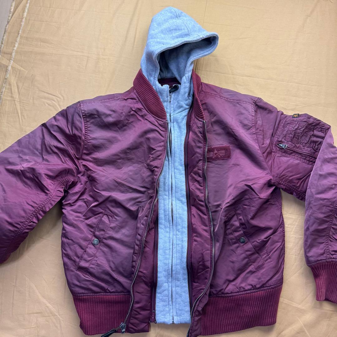 ALPHA INDUSTRIES MA-1 バーガンディ レッド　XL 後付