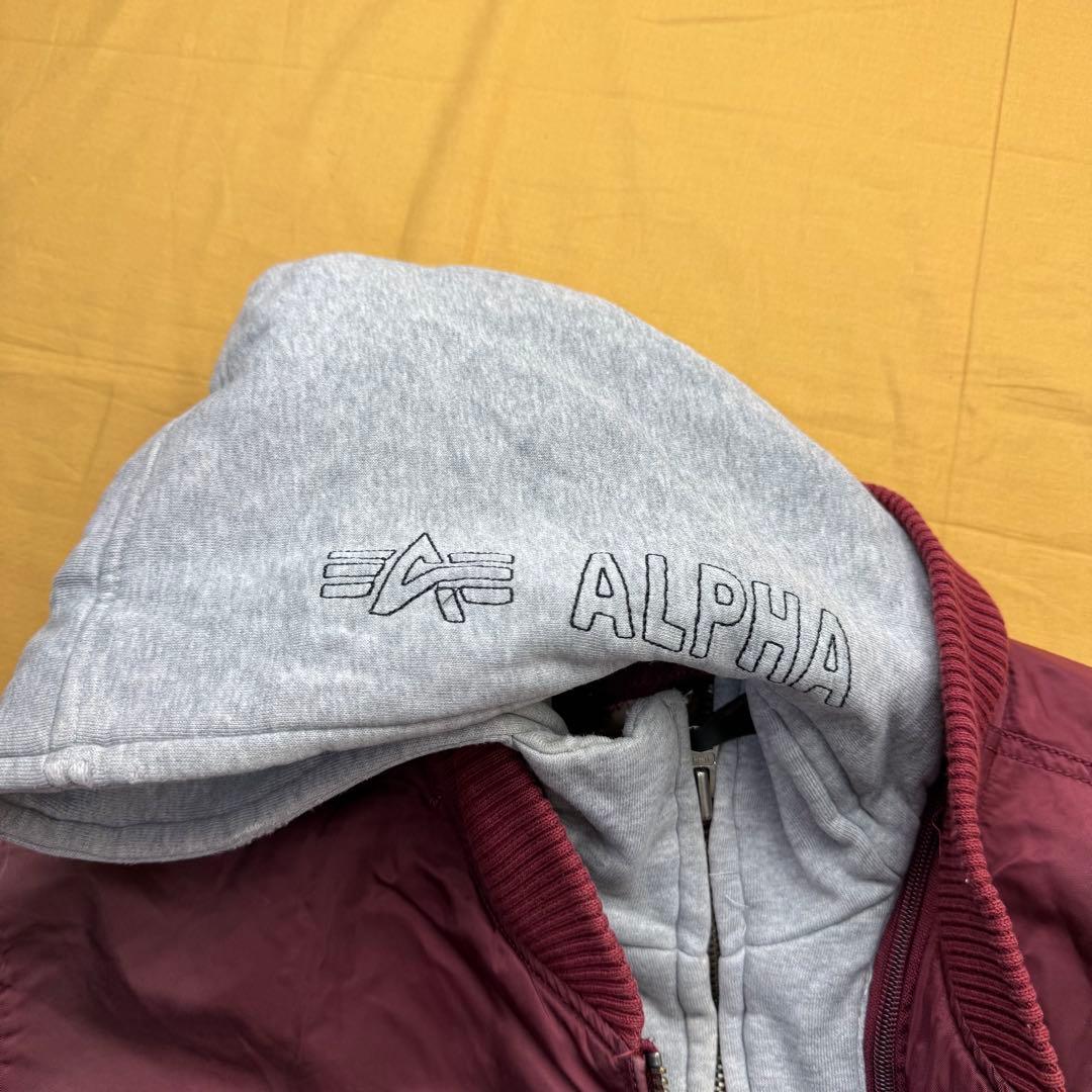 ALPHA INDUSTRIES MA-1 バーガンディ レッド　XL 後付