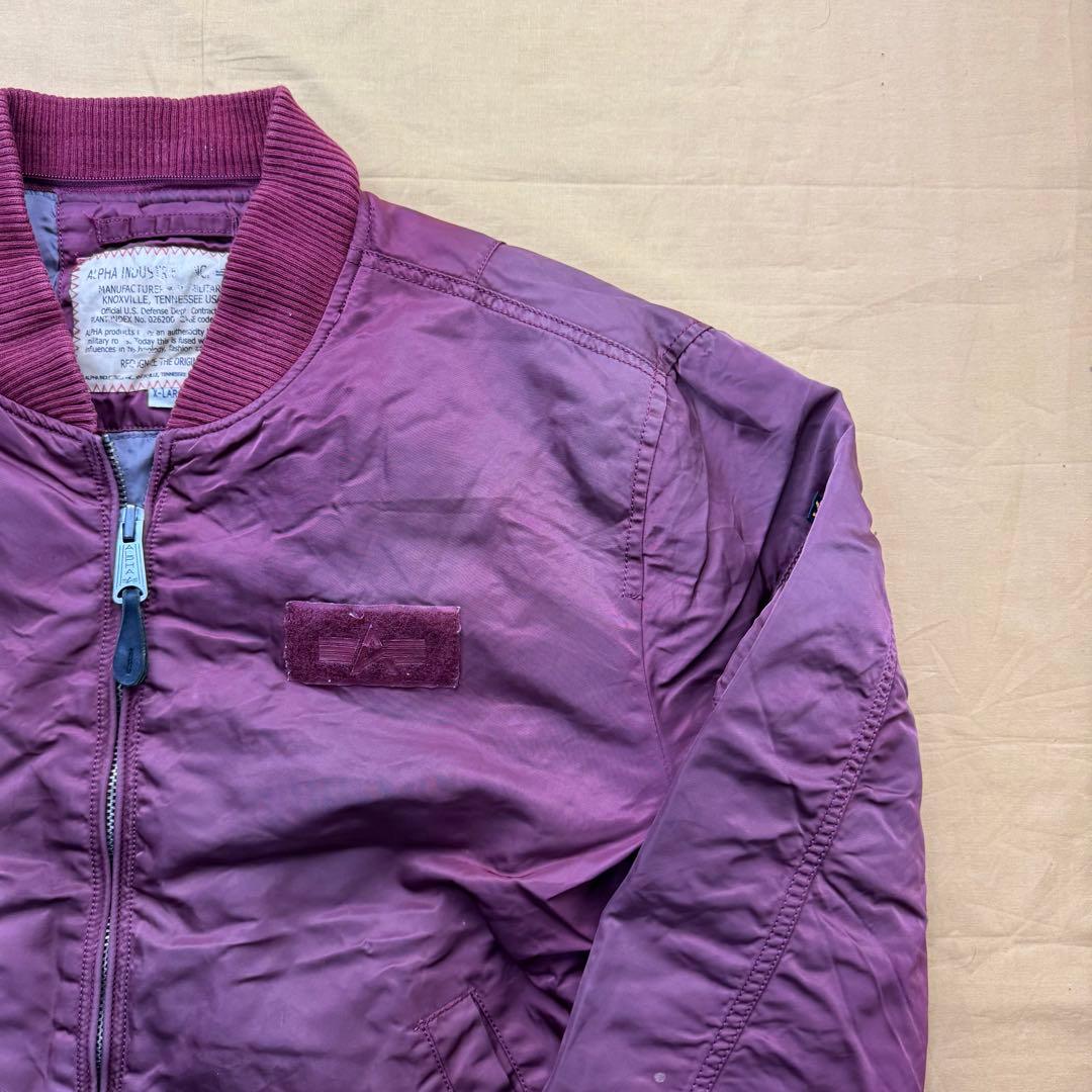 ALPHA INDUSTRIES MA-1 バーガンディ レッド　XL 後付