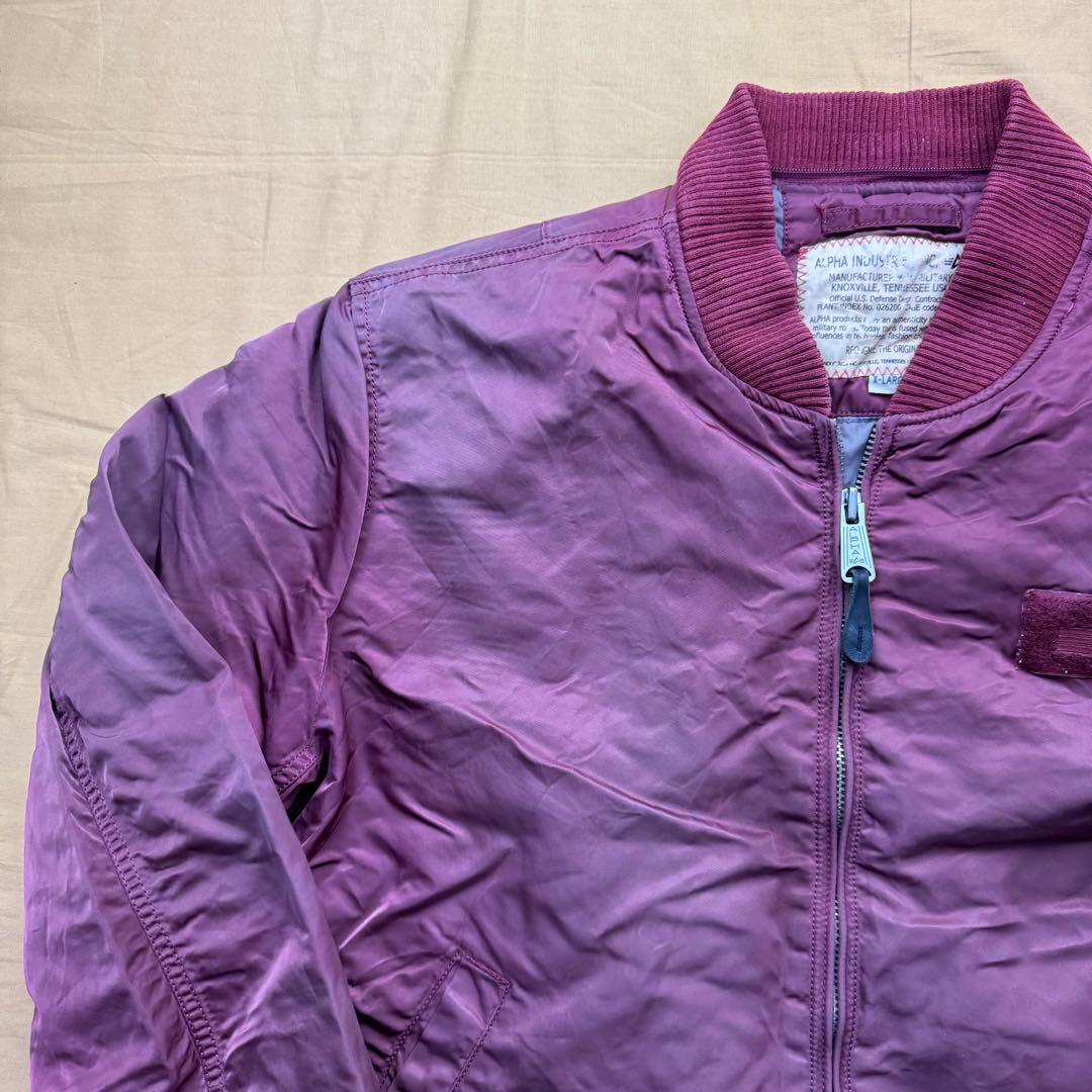 ALPHA INDUSTRIES MA-1 バーガンディ レッド　XL 後付